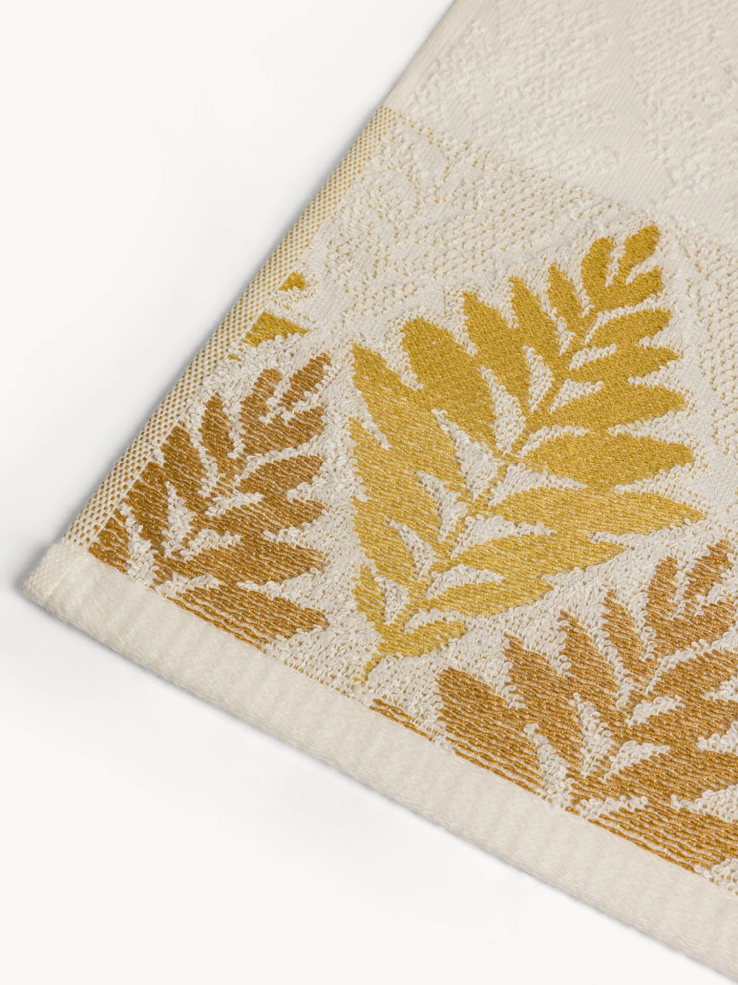 Asciugamano bordo jacquard fantasia foglie