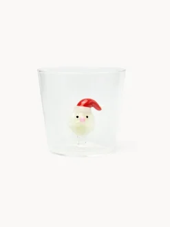 Bicchiere in vetro borosilicato dettaglio Babbo Natale
