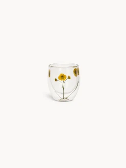 Bicchiere in vetro borosilicato doppio con fiori