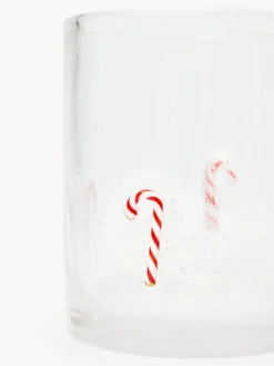 Bicchiere in vetro con applicazioni bastoncini di zucchero