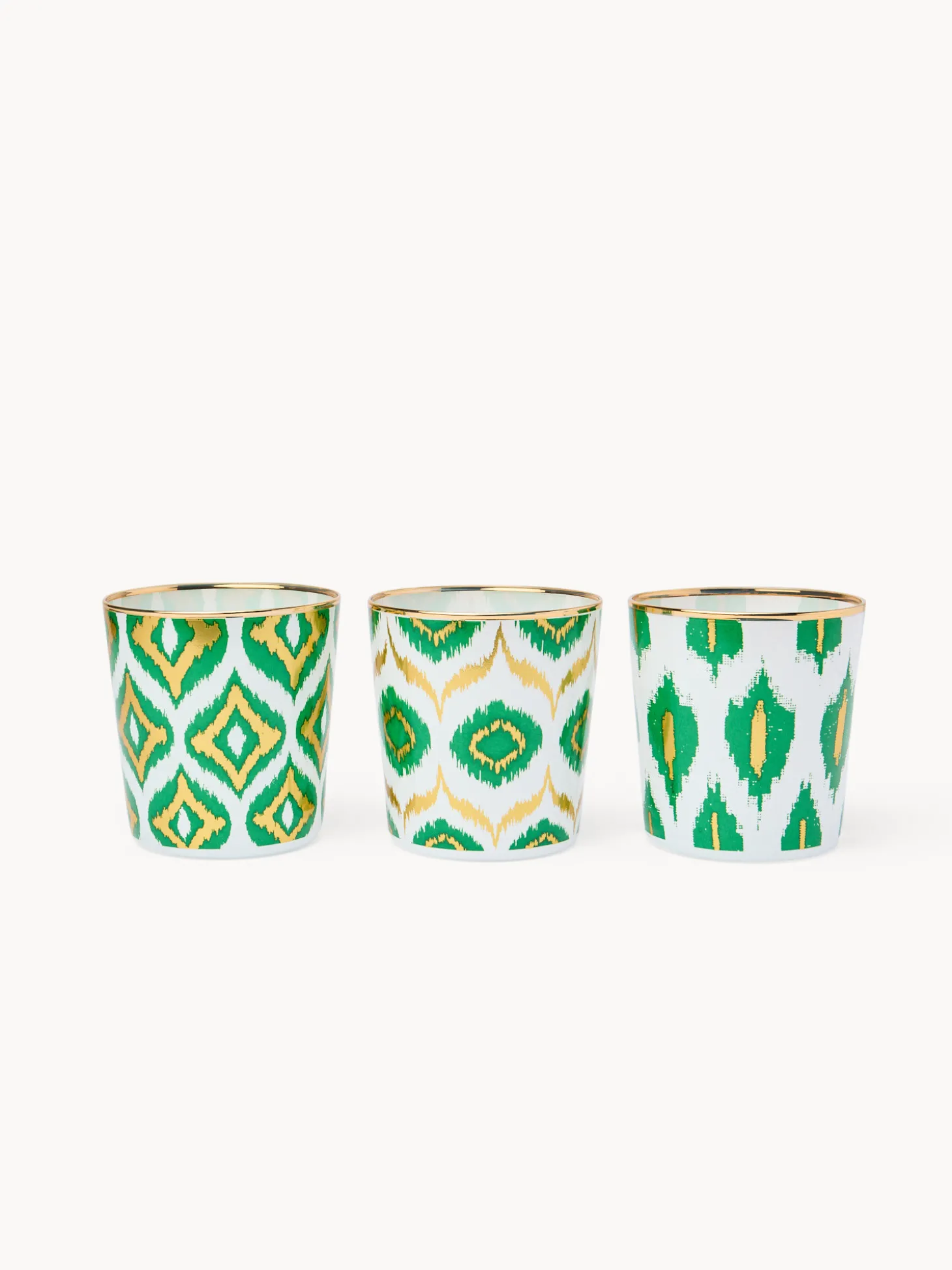 Bicchieri in vetro con decoro ikat