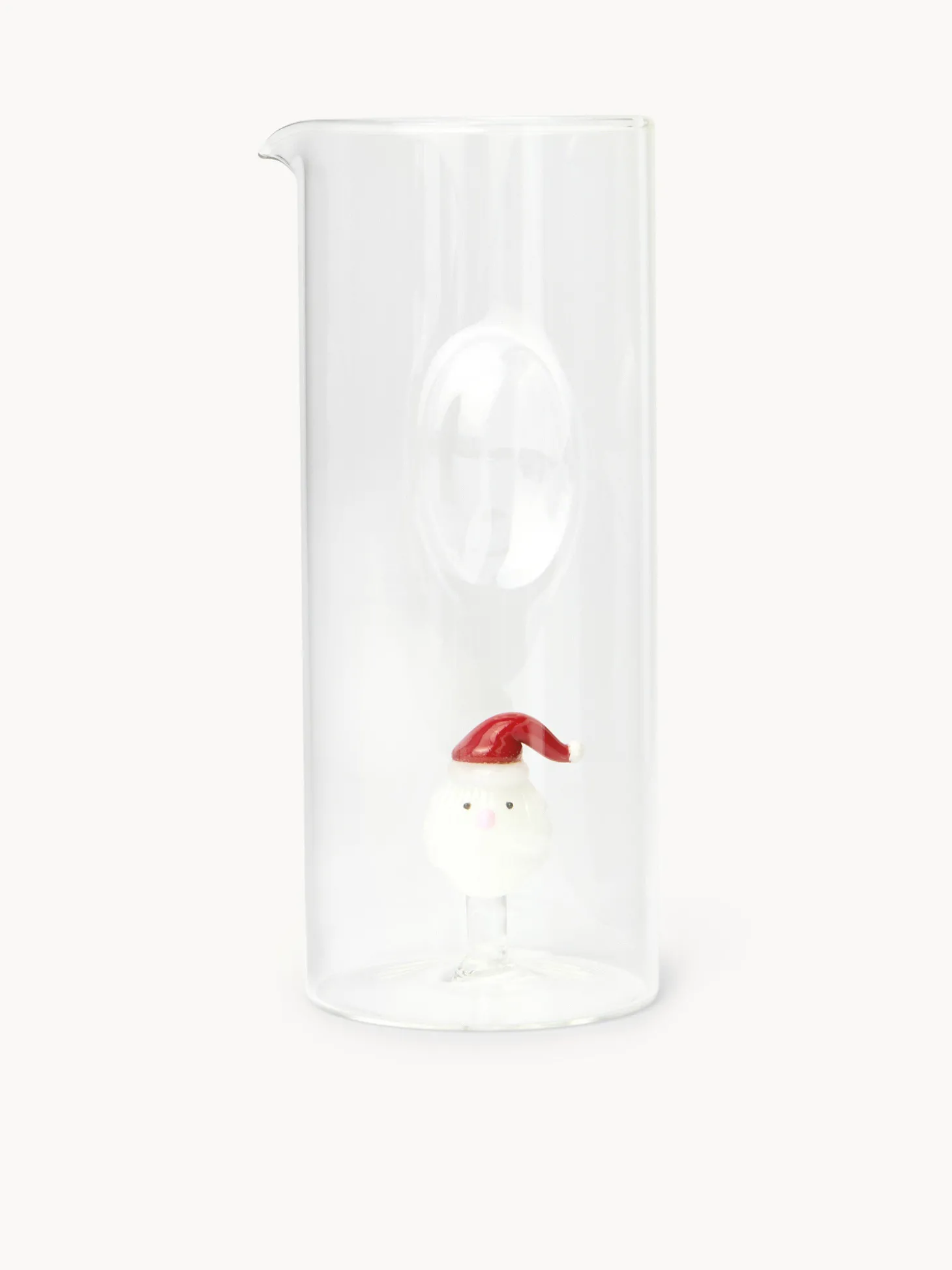 Caraffa in vetro borosilicato dettaglio Babbo Natale