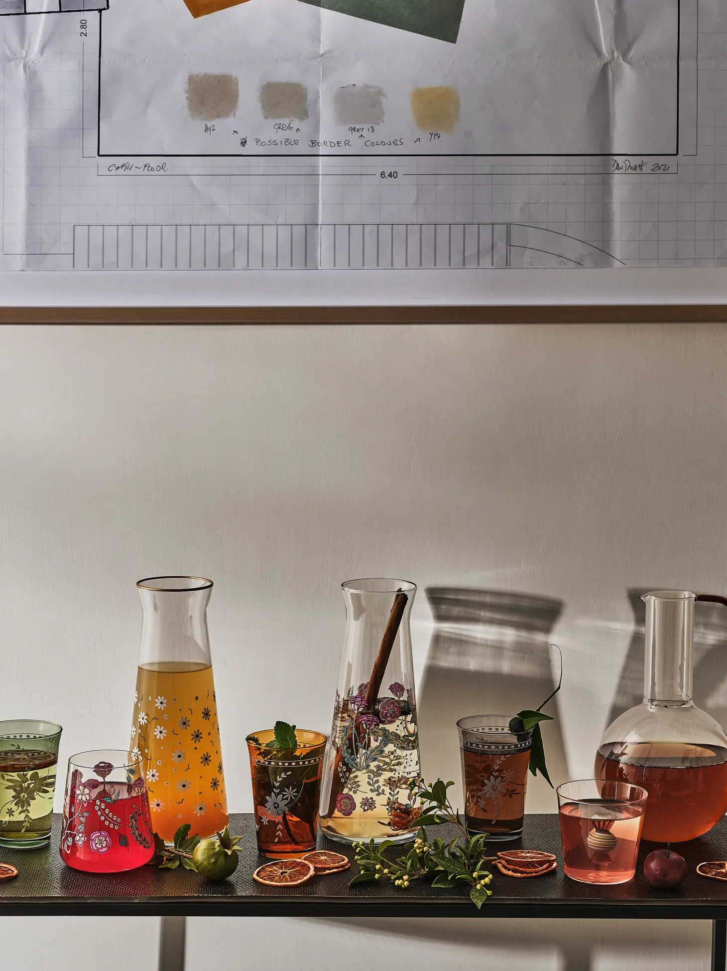 Caraffa vetro borosilicato manico ambra