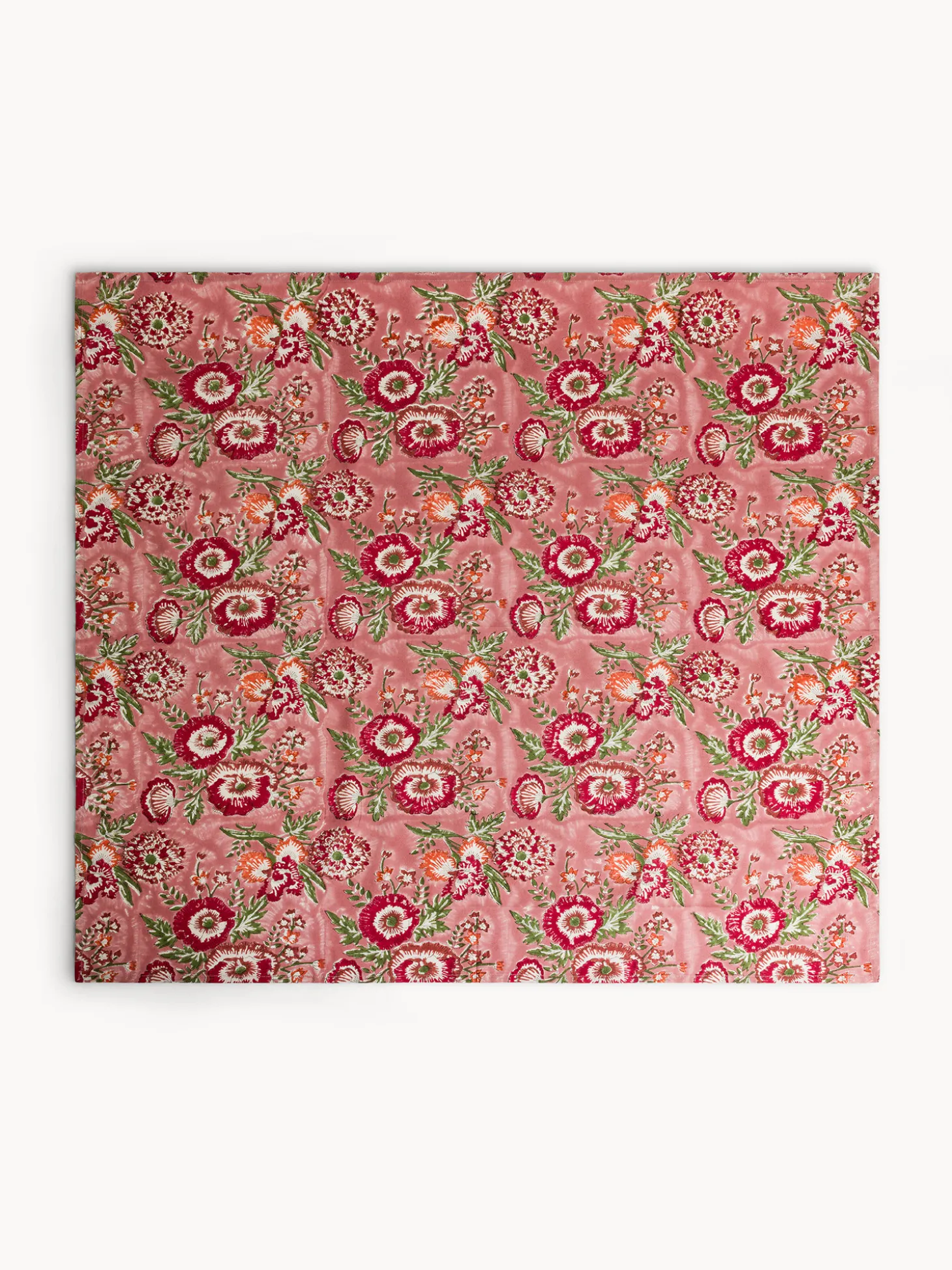 Centrotavola in puro cotone con stampa block print floreale