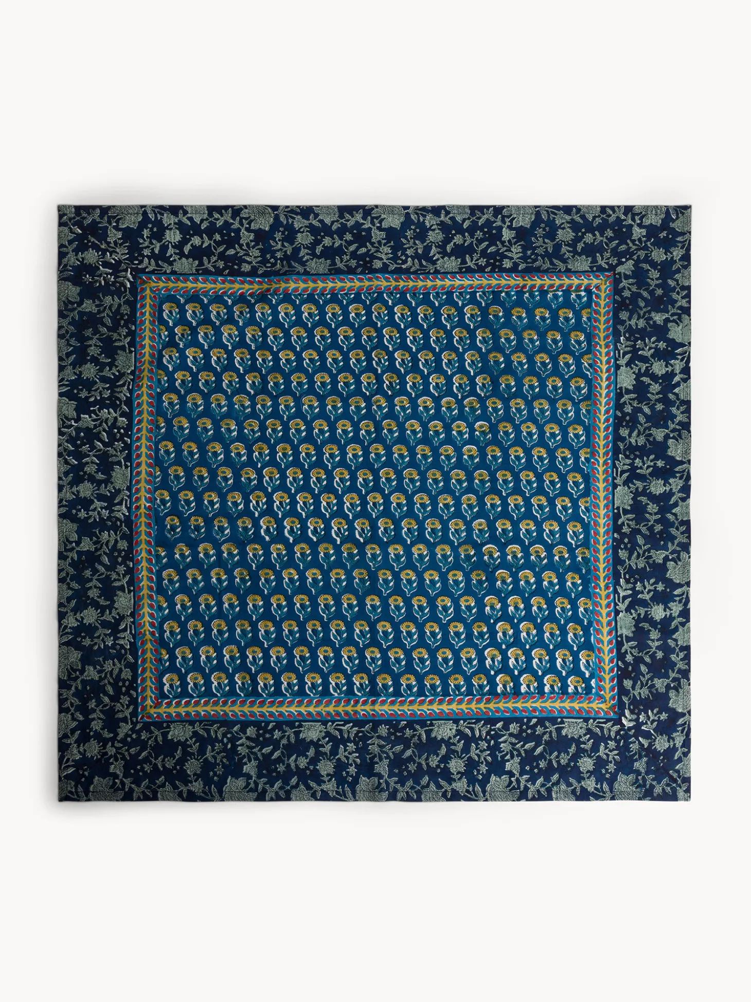 Centrotavola in puro cotone stampa block print piazzata