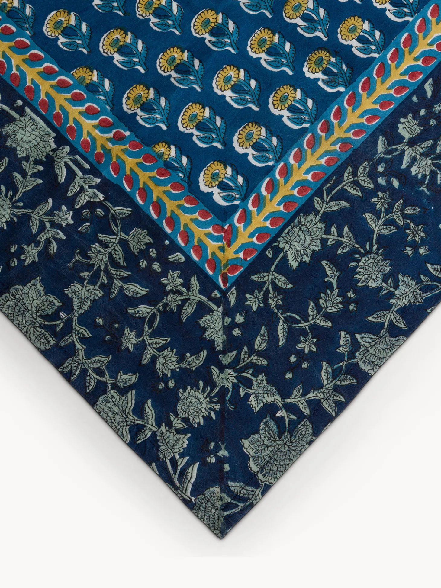 Centrotavola in puro cotone stampa block print piazzata