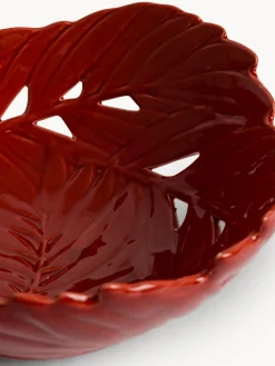 Coppa in stoneware foglia in rilievo