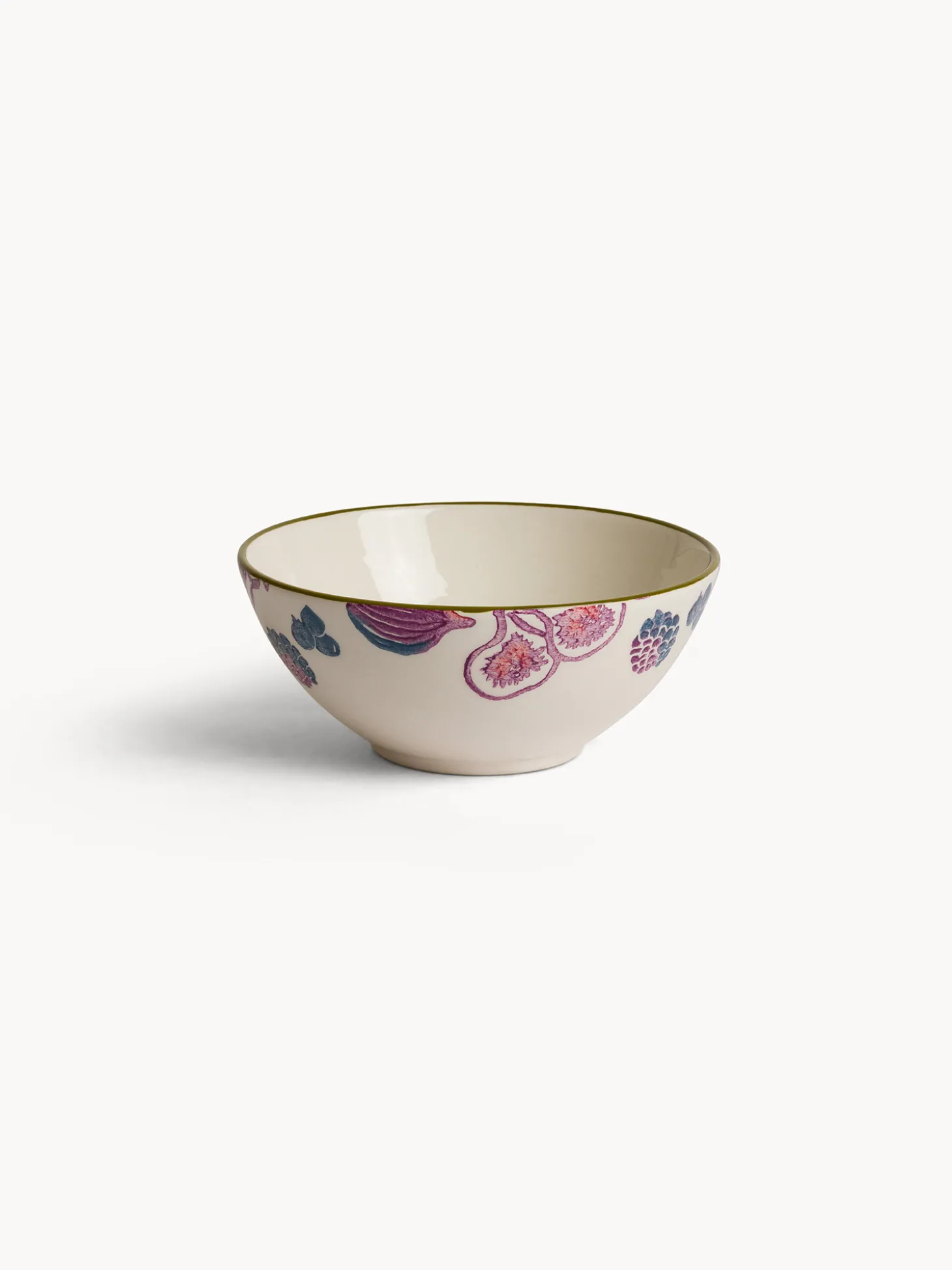 Coppetta in ceramica motivo fichi dipinto a mano