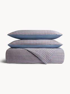 Copripiumino in cotone lavato lavorazione jacquard a righe