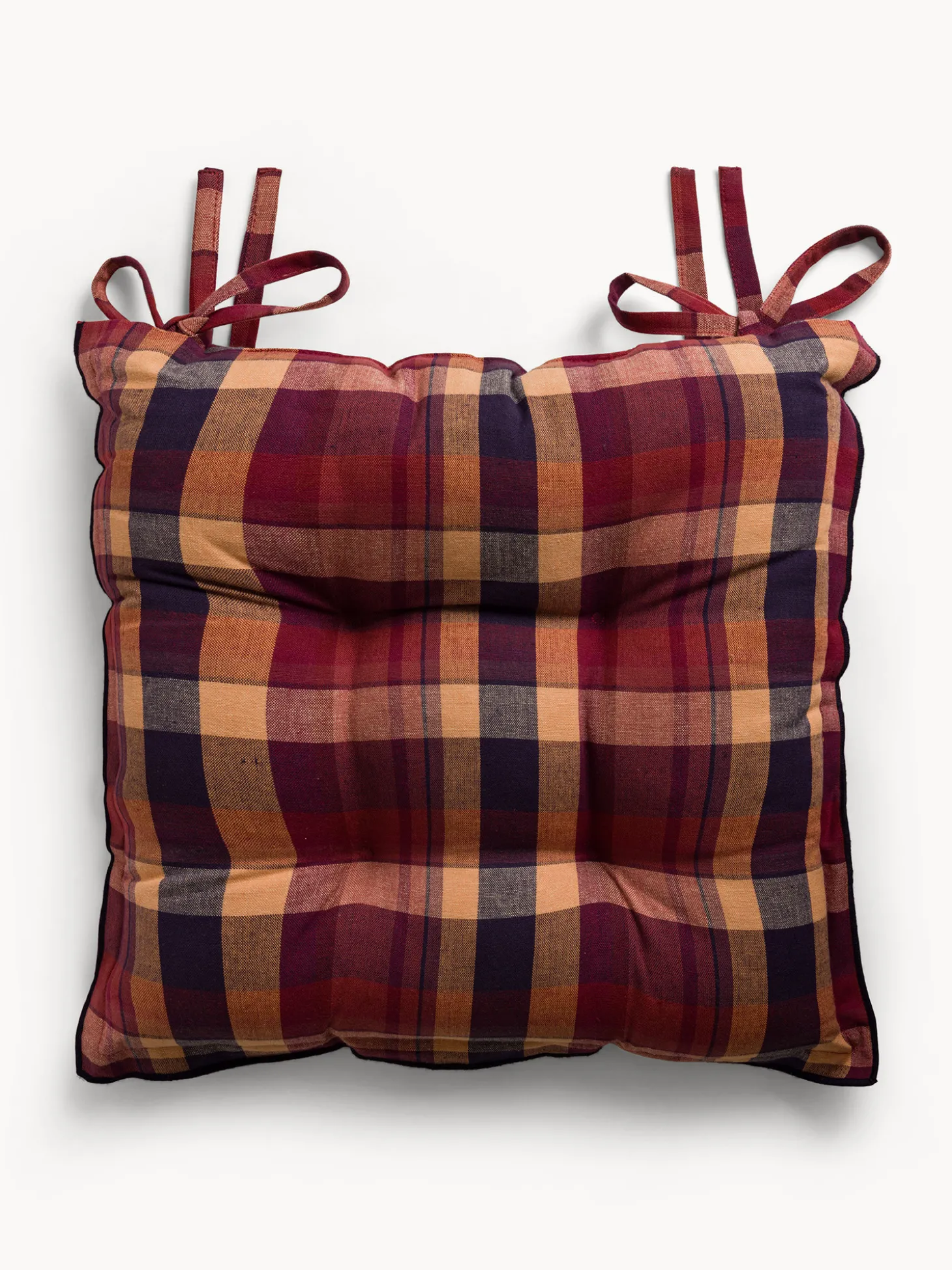 Cuscino da sedia check in cotone tinto