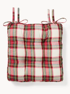 Cuscino da sedia tartan a materasso in puro cotone tinto filo