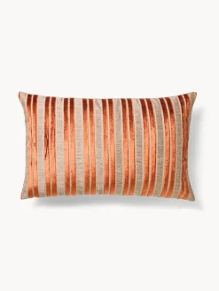Cuscino 35x55 cm con fasce in velluto a contrasto