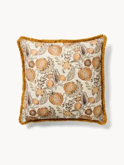 Cuscino 45x45 cm con stampa melograno e frangette