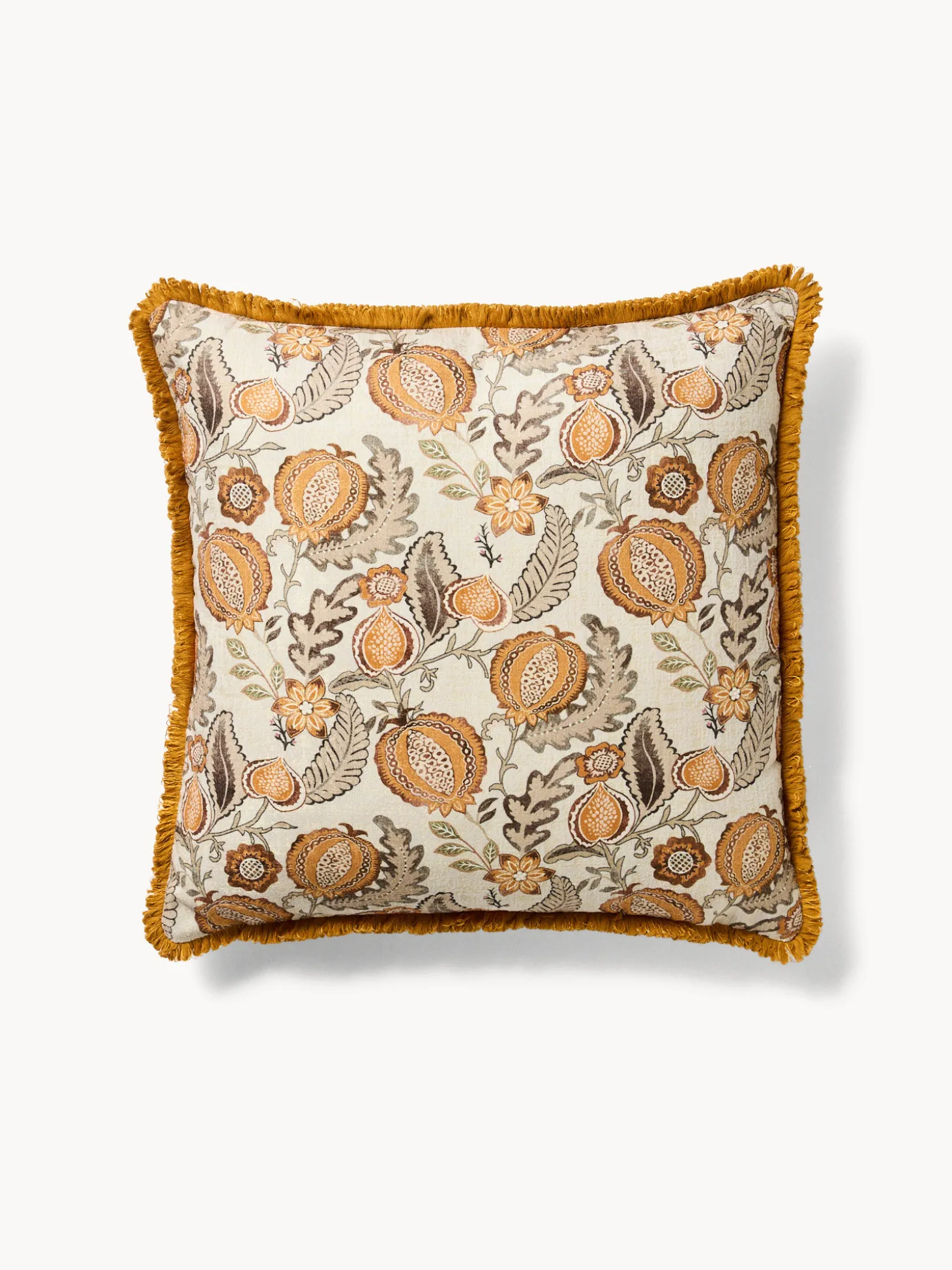 Cuscino 45x45 cm con stampa melograno e frangette