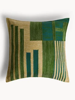 Cuscino 45x45 cm in cotone con ricamo geometrico