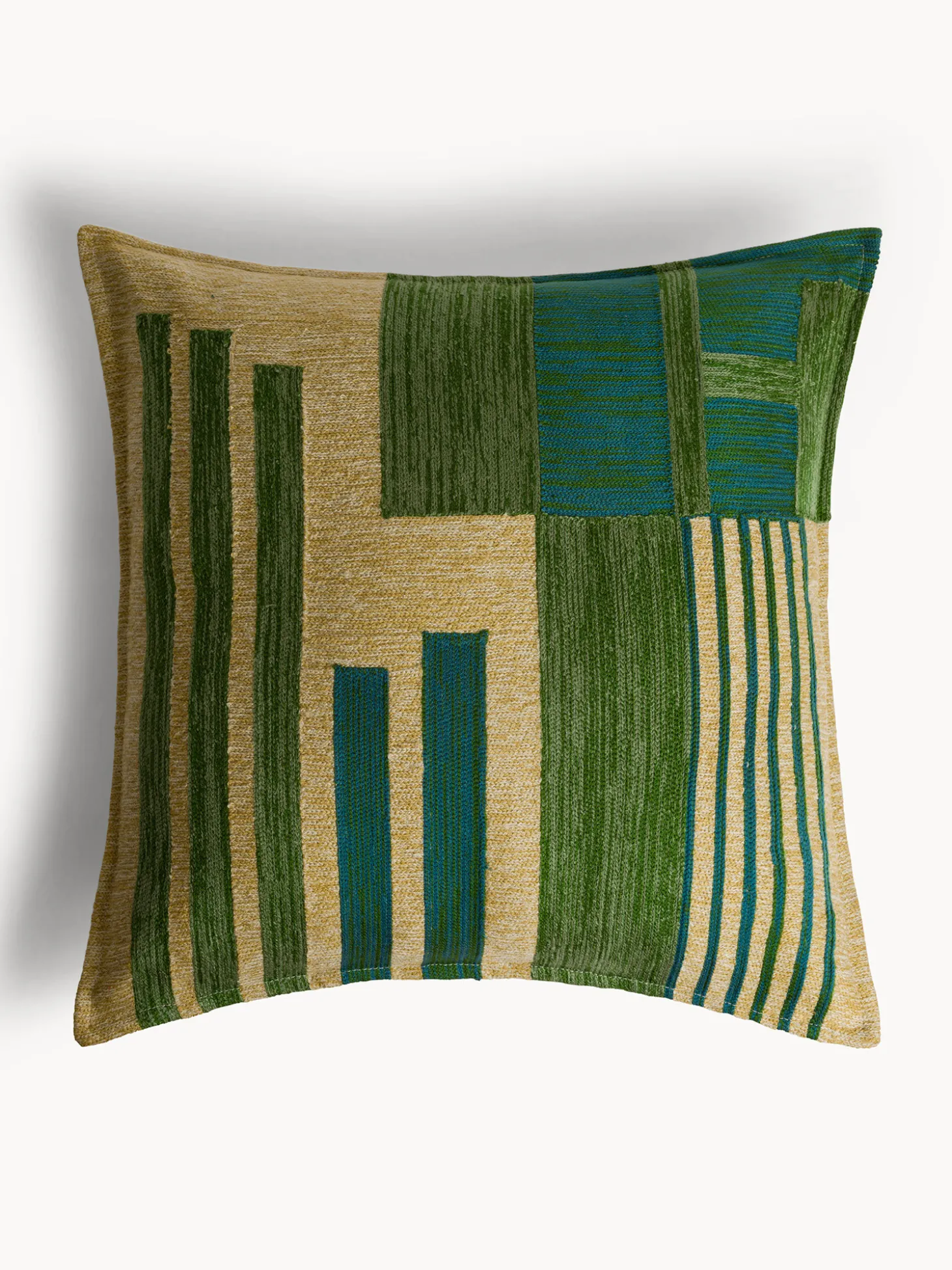 Cuscino 45x45 cm in cotone con ricamo geometrico