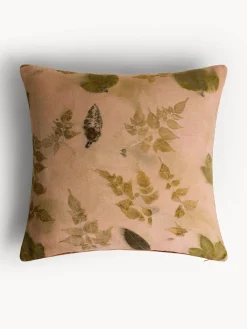 Cuscino 50x50 cm in lino eco-print foliage