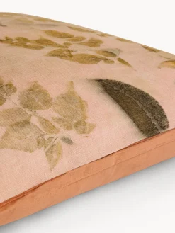 Cuscino 50x50 cm in lino eco-print foliage