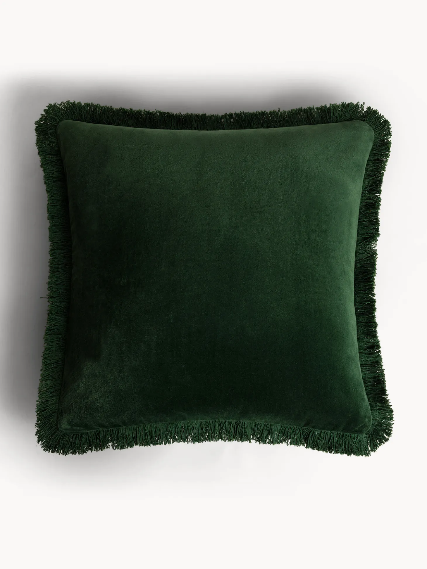 Cuscino 45x45 cm in velluto con frangette