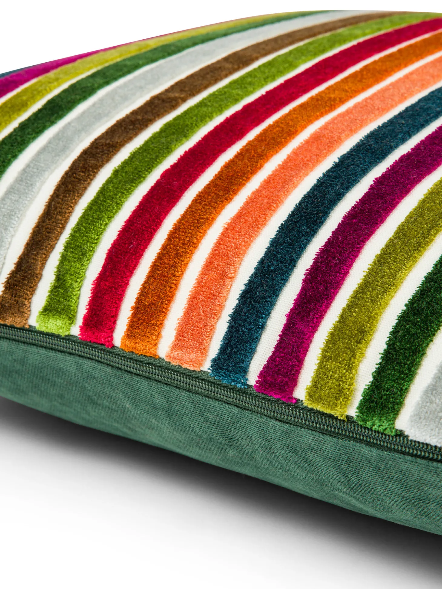 Cuscino 43x43 cm in velluto jacquard a righe