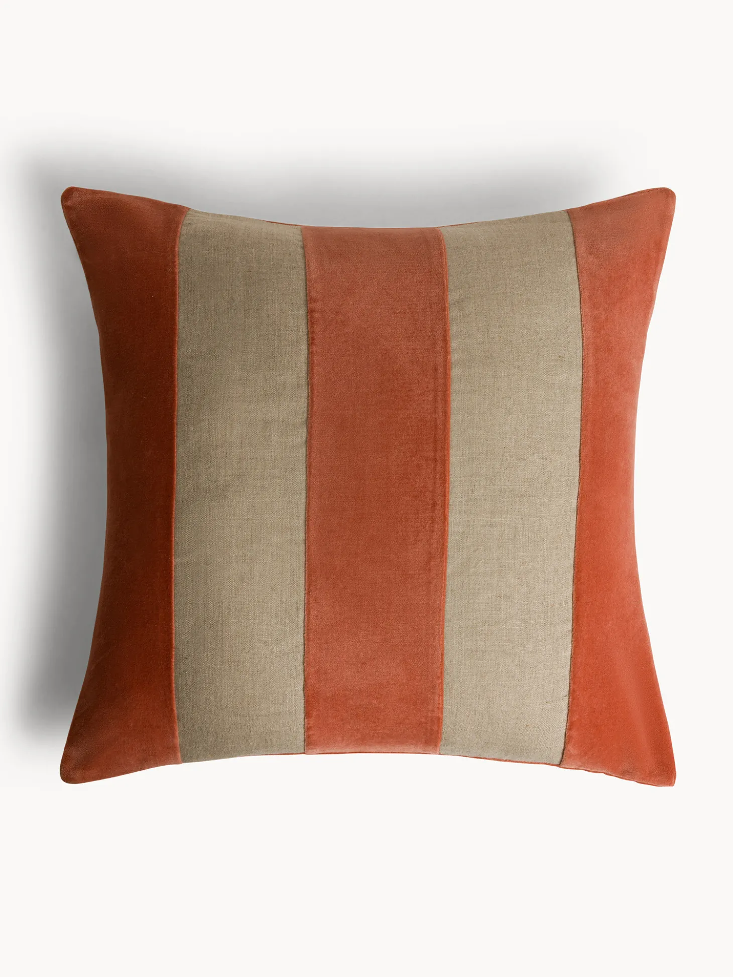Cuscino 50x50 cm in velluto righe a contrasto