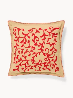 Cuscino 45x45 in cotone con ricamo a catenella
