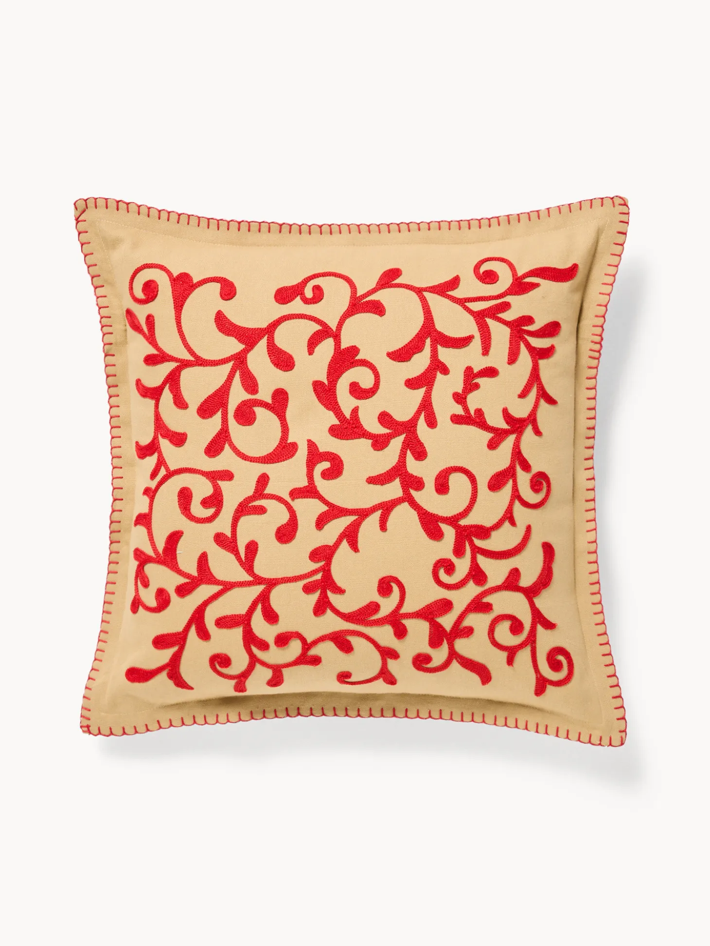Cuscino 45x45 in cotone con ricamo a catenella