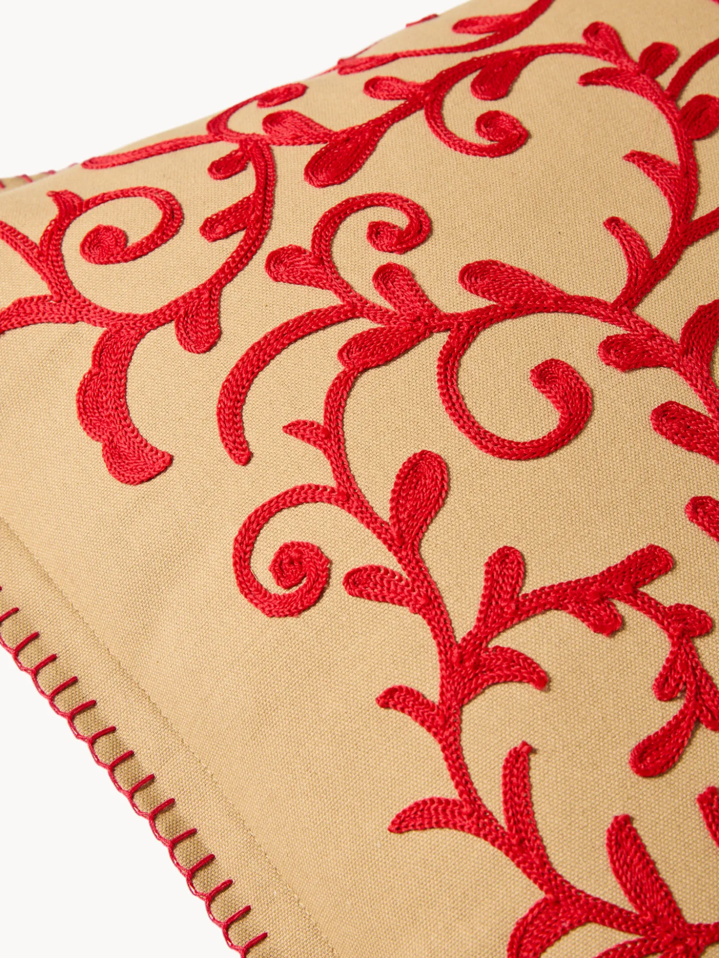 Cuscino 45x45 in cotone con ricamo a catenella