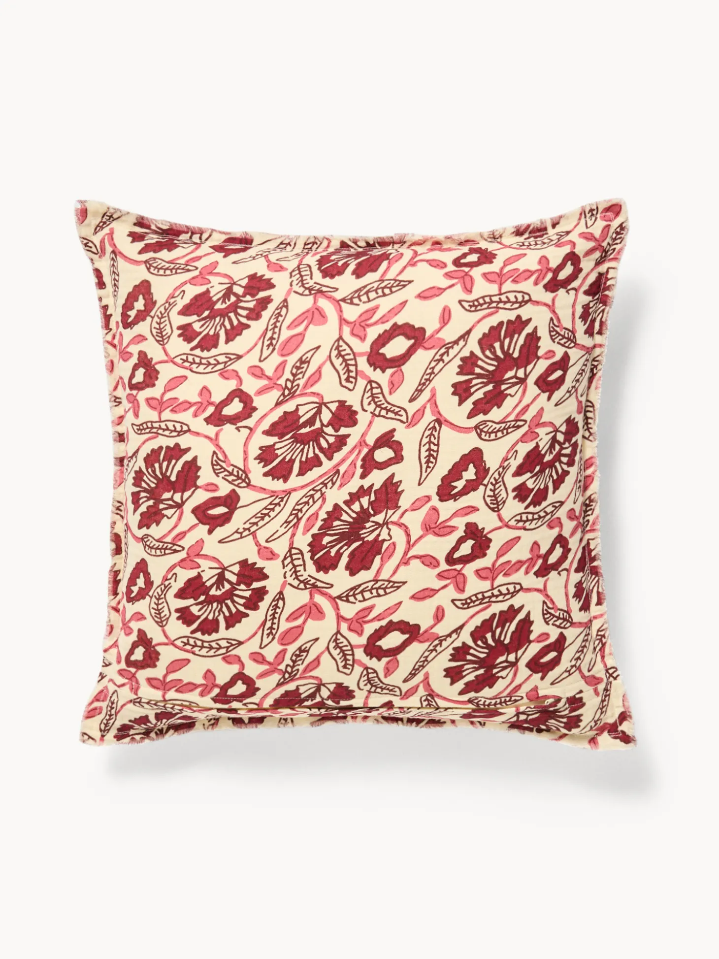 Cuscino 50x50 in garza di cotone stampato con frangette
