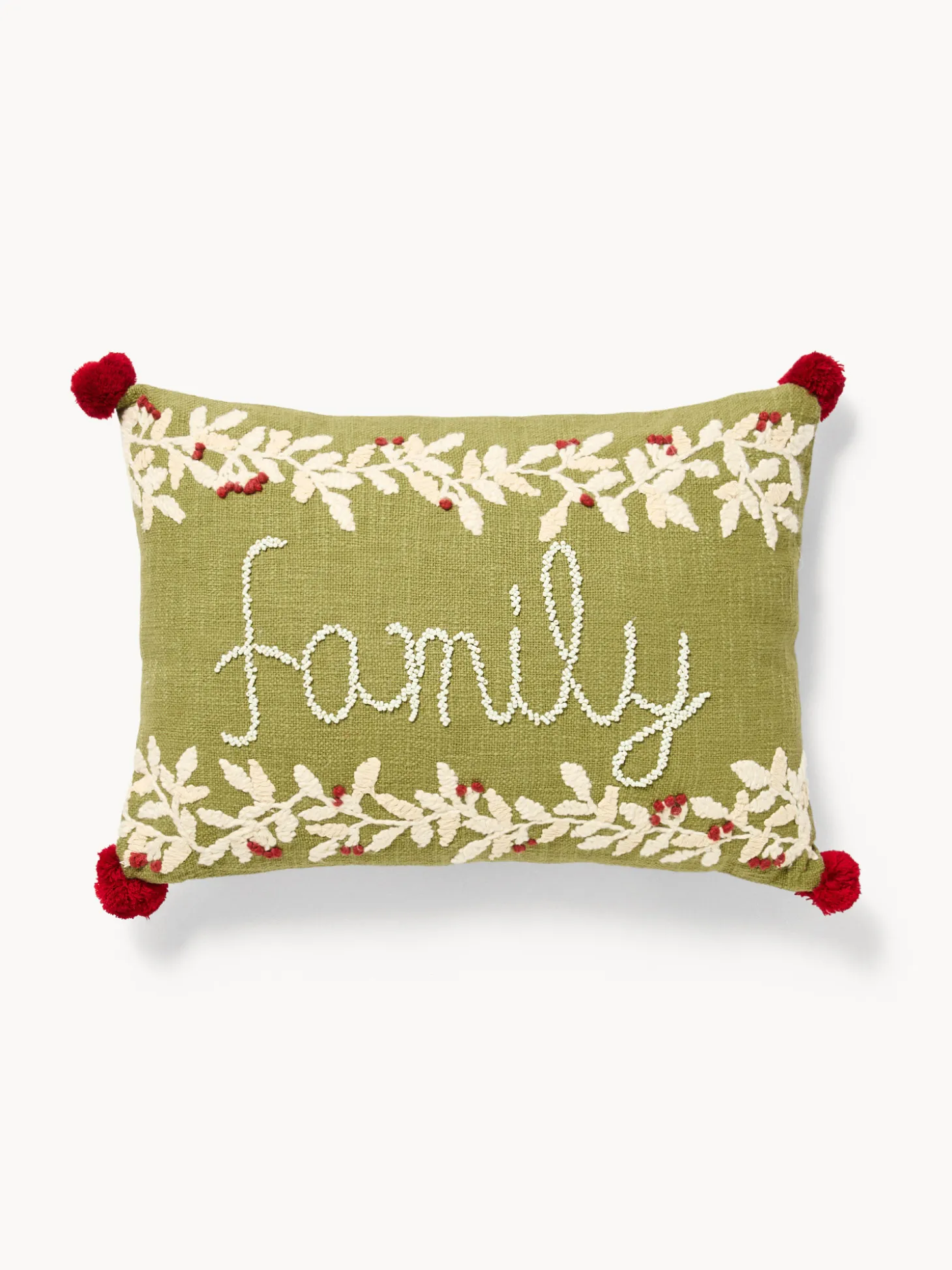Cuscino 35x50 ricamo family con pompon