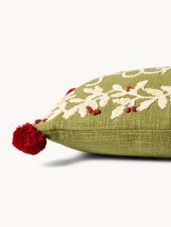 Cuscino 35x50 ricamo family con pompon
