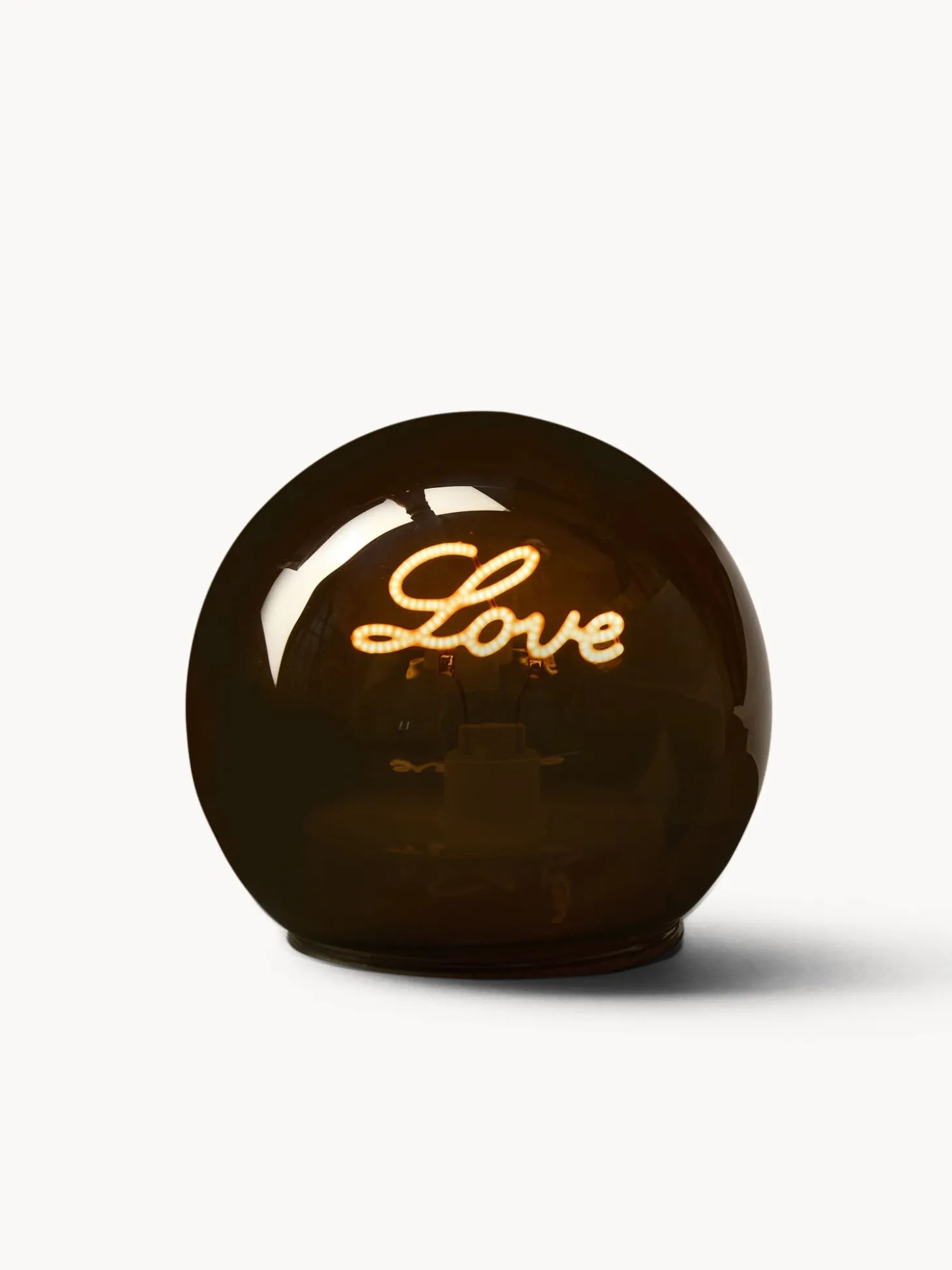 Decorazione in vetro con scritta love a led