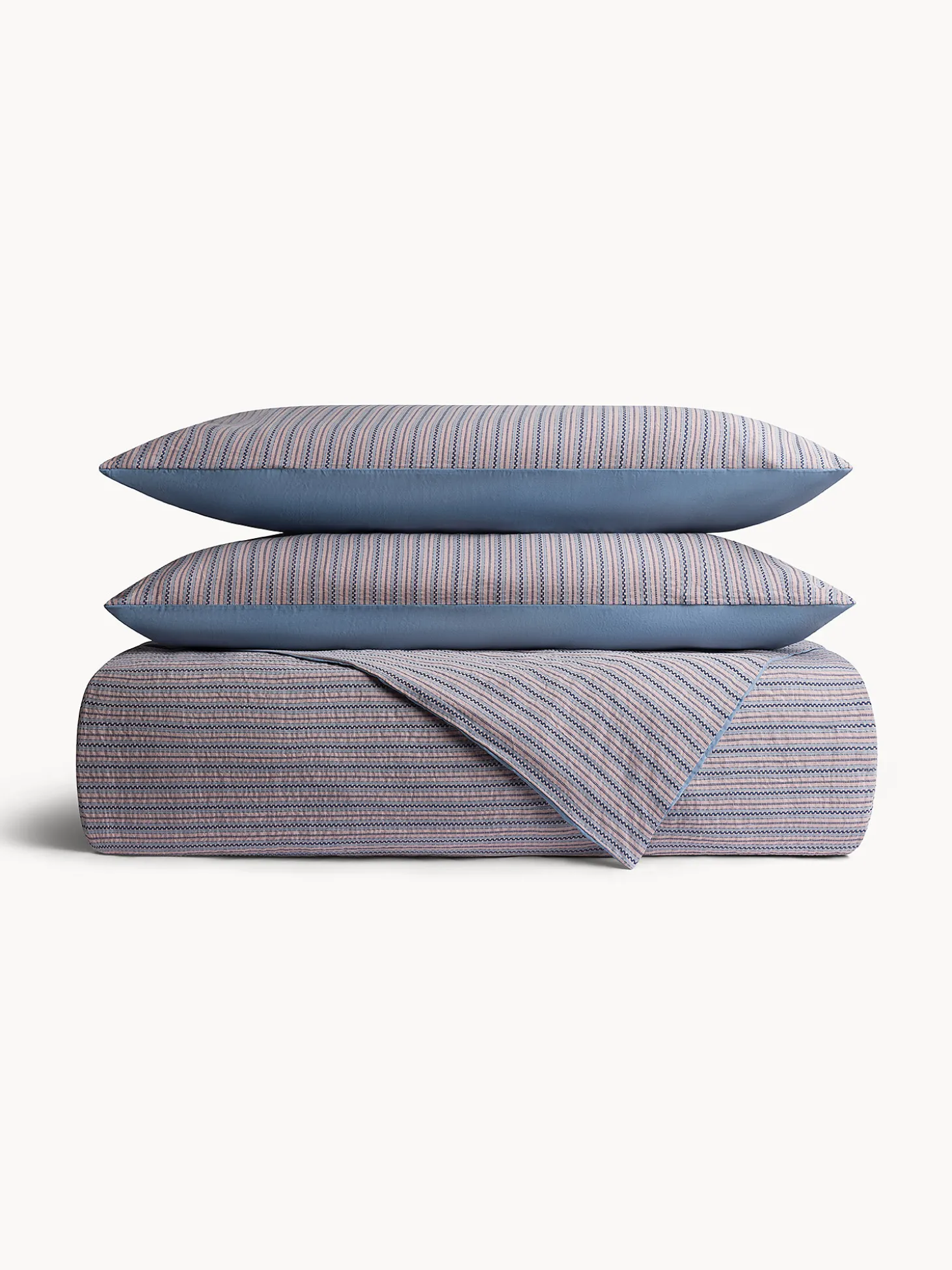 Federa in cotone lavato con lavorazione jacquard
