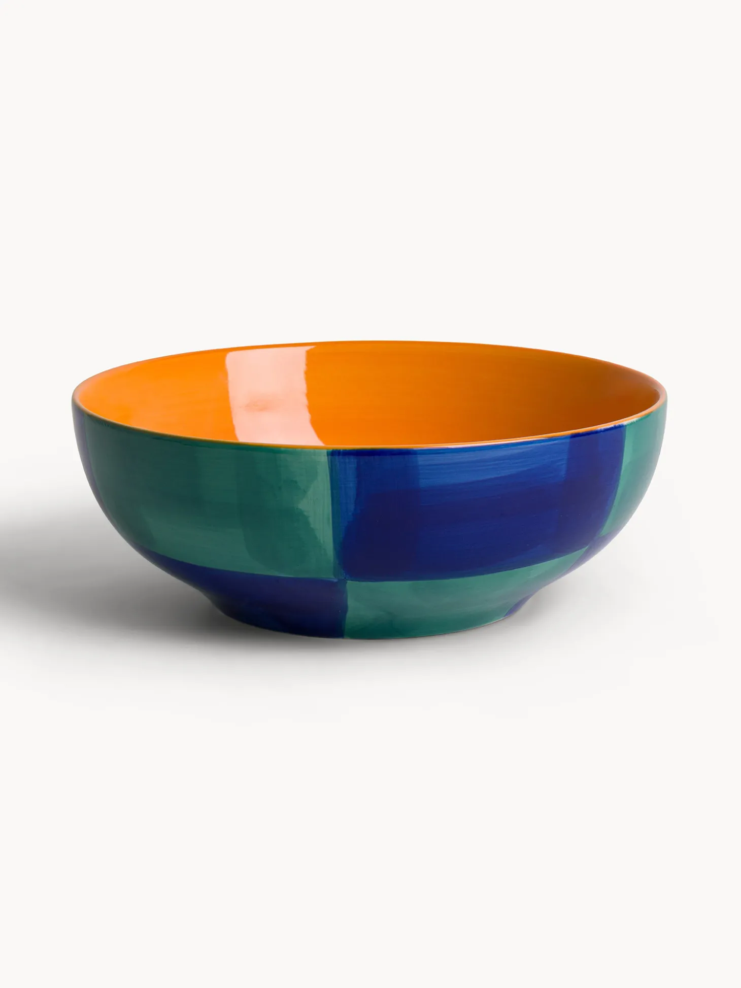 Insalatiera in ceramica a righe
