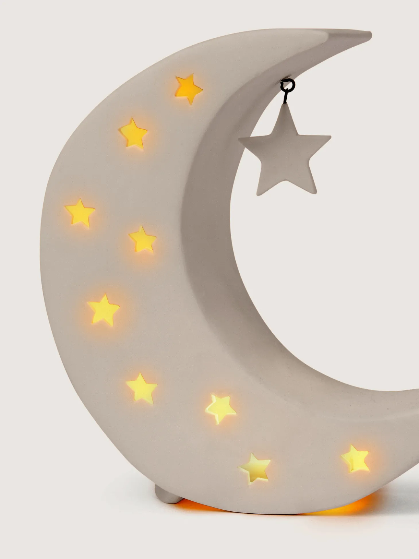 Lampada a led in porcellana a forma di luna