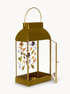 Lanterna in vetro ed ottone con fiori secchi