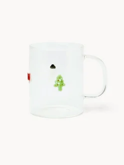 Mug in vetro borosilicato con applicazioni natalizie