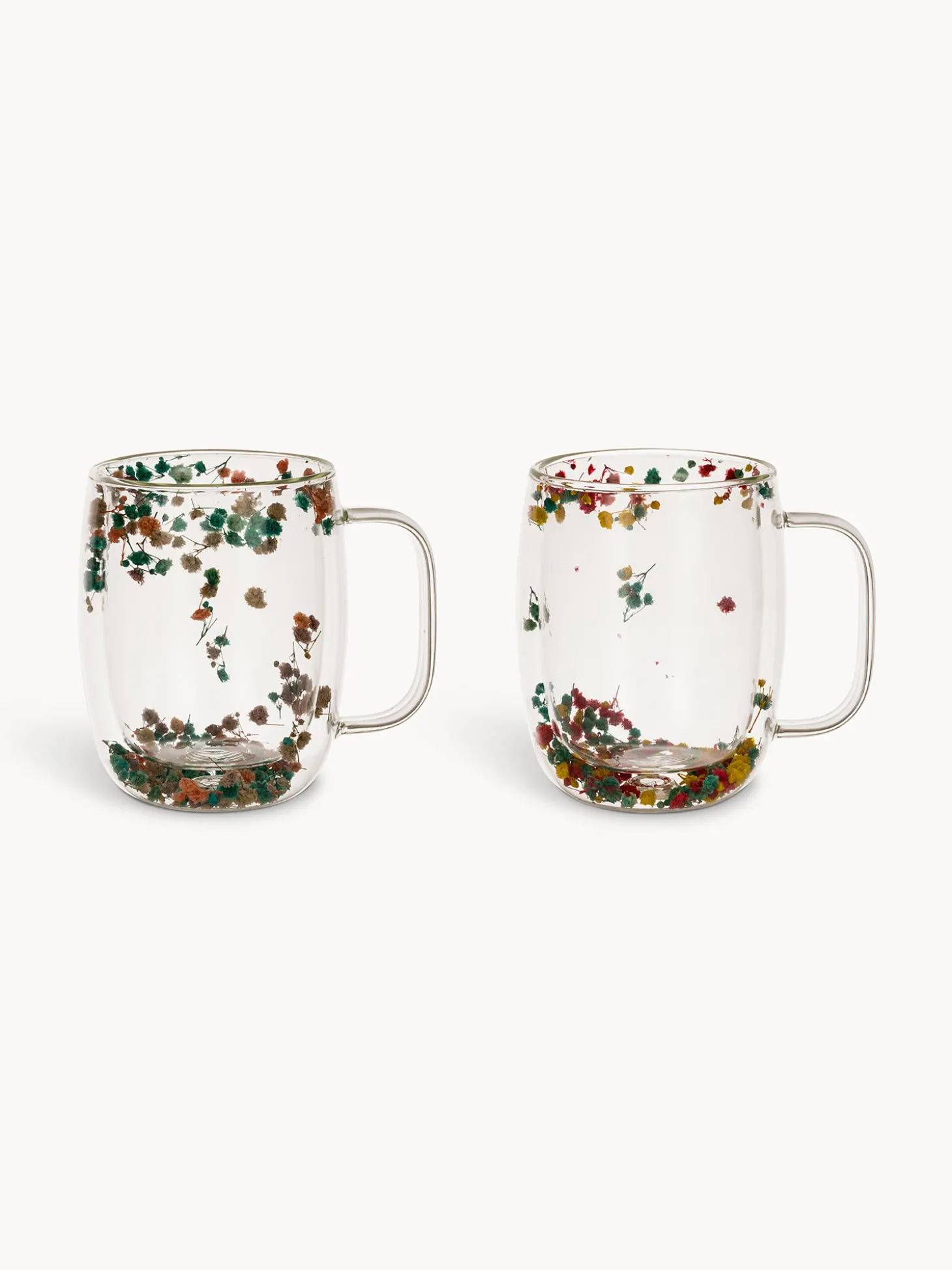 Mug in vetro doppio con fiori
