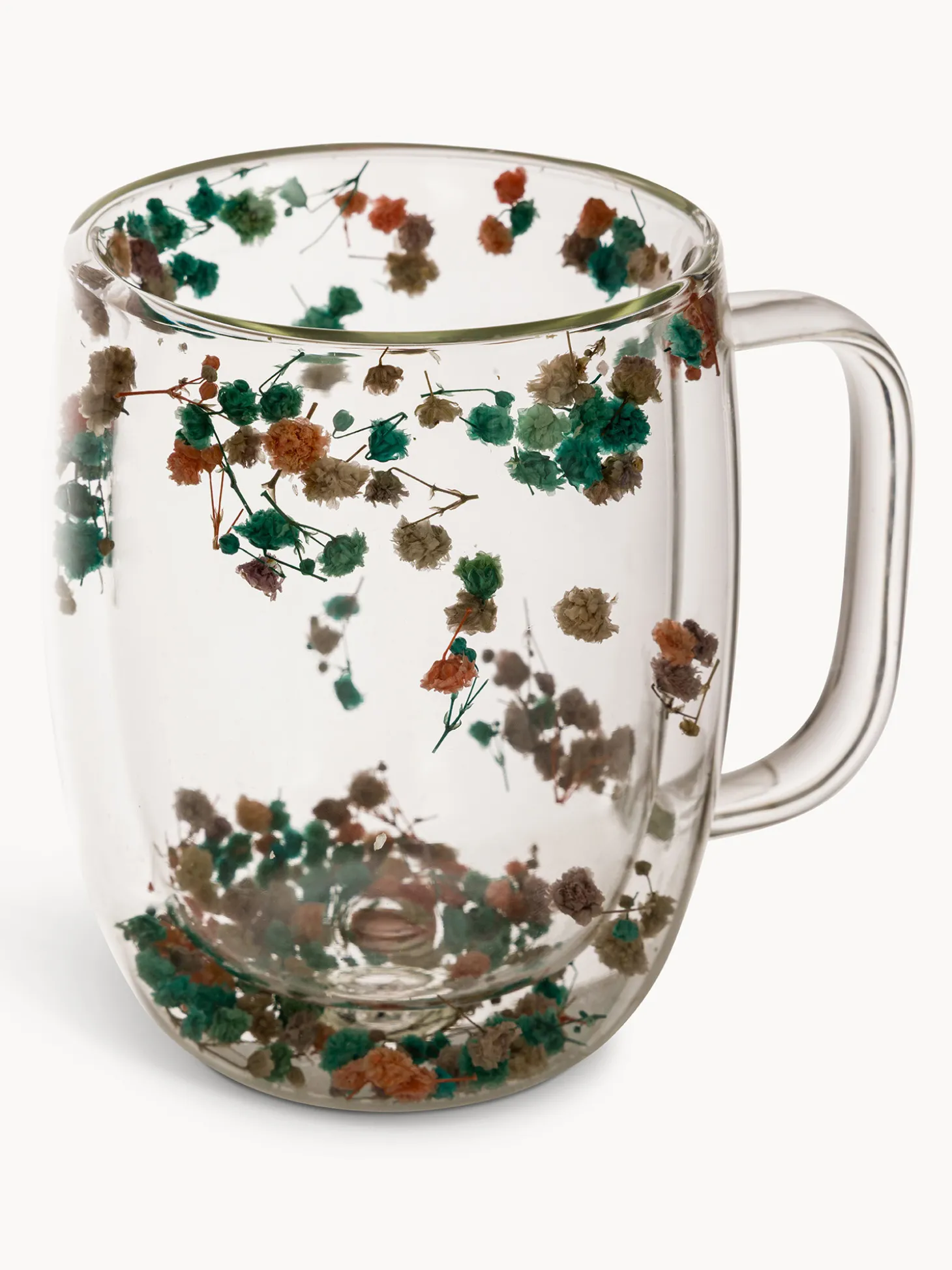 Mug in vetro doppio con fiori