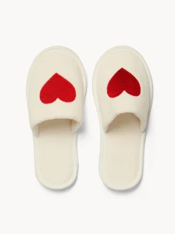 Pantofolo in spugna di cotone ricamo cuore
