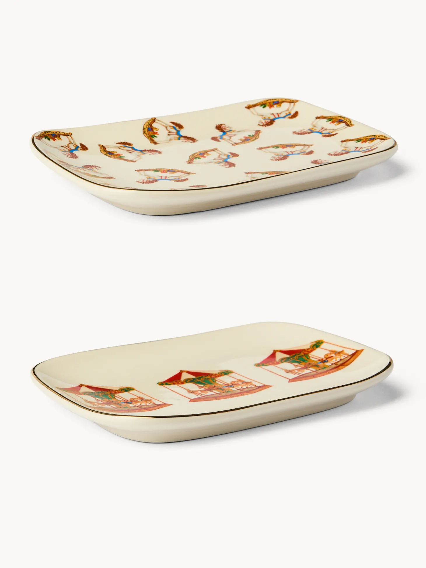 Piatti rettangolari in stoneware decorato