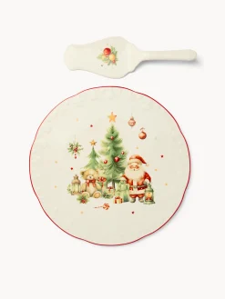 Piatto da portata con paletta in porcellana Natale vintage