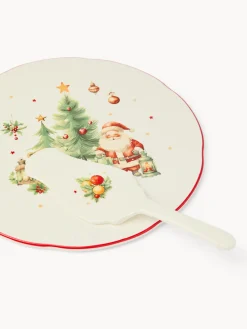 Piatto da portata con paletta in porcellana Natale vintage