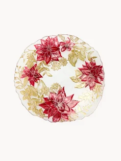 Piatto da portata in vetro decoro fiore