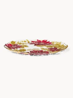 Piatto da portata in vetro decoro fiore