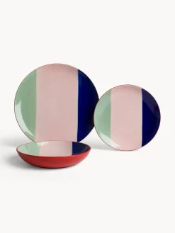 Piatto fondo in ceramica a righe colorate