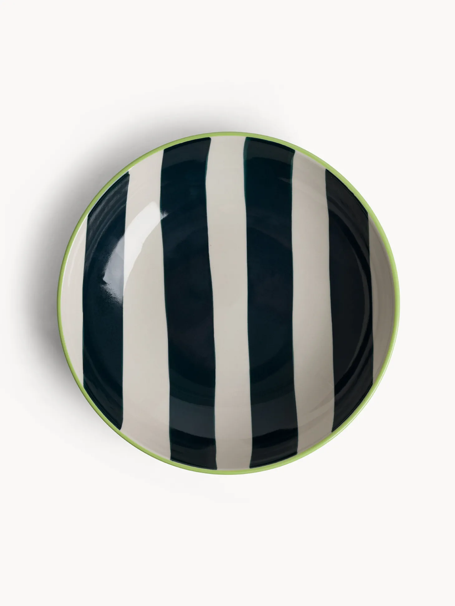 Piatto fondo in ceramica a righe
