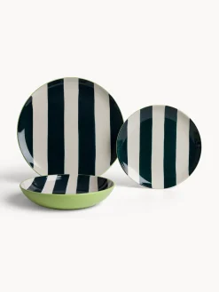 Piatto fondo in ceramica a righe