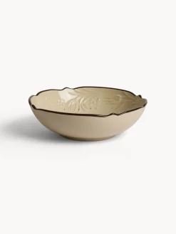 Piatto fondo in stoneware con filo marrone