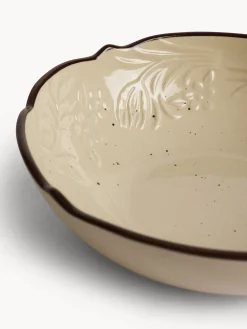 Piatto fondo in stoneware con filo marrone